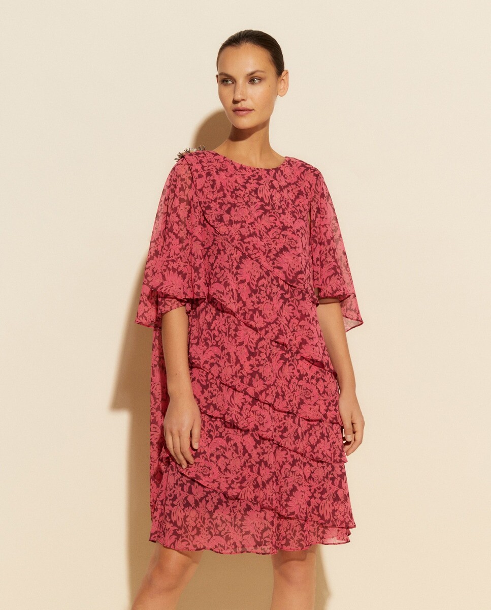 

Короткое многослойное платье Woman Fiesta El Corte Inglés, фуксия