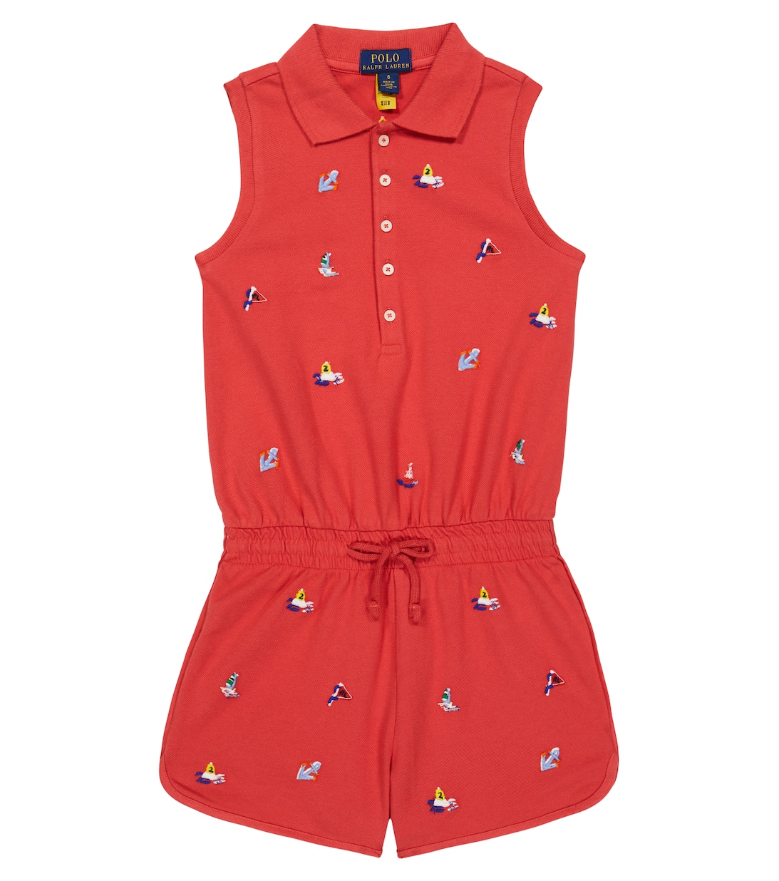 Хлопковый комбинезон с вышивкой Polo Ralph Lauren, красный