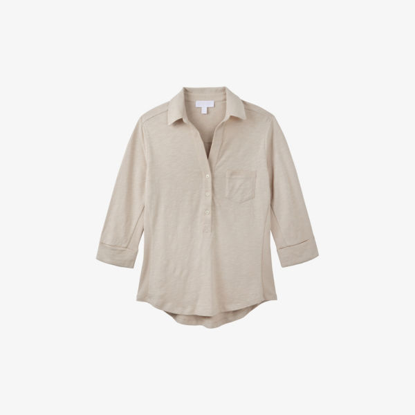 цена Рубашка облегающего кроя из джерси из органического хлопка The White Company, цвет fawn