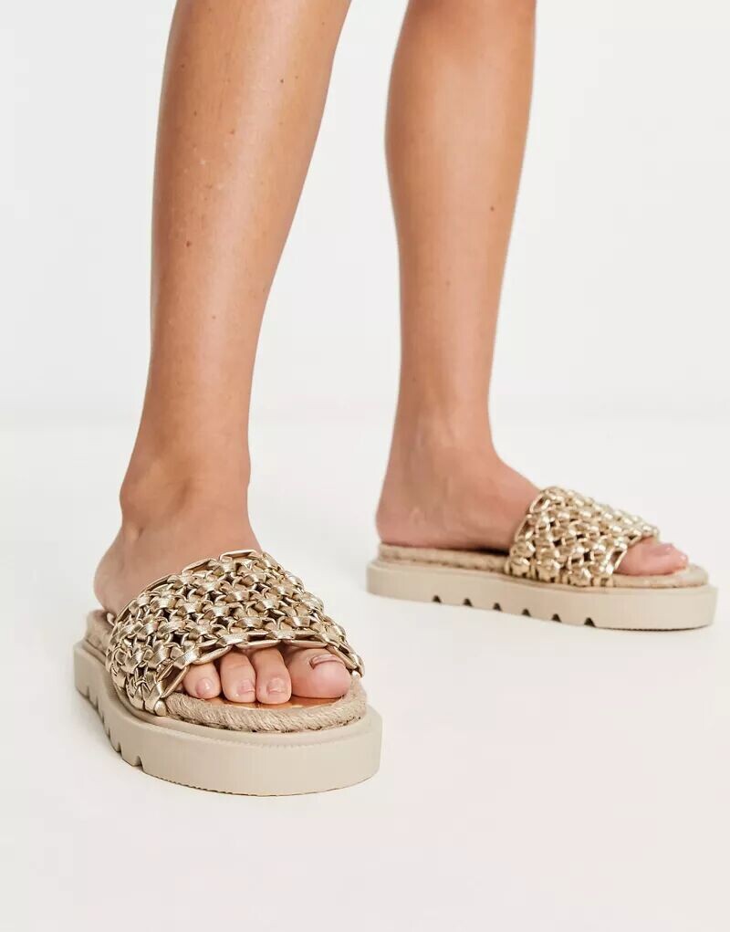 

Золотистые плетеные эспадрильи ASOS Jupiter