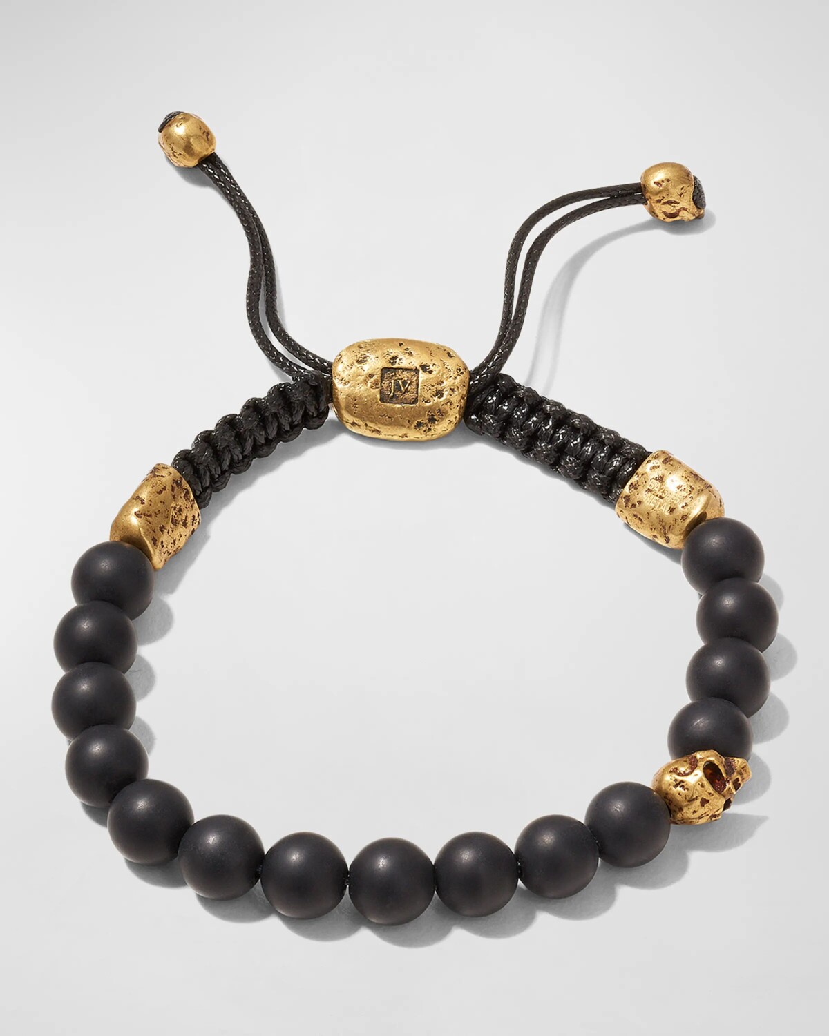 

Мужской браслет-боло из оникса с черепом и бисером John Varvatos, цвет Gold