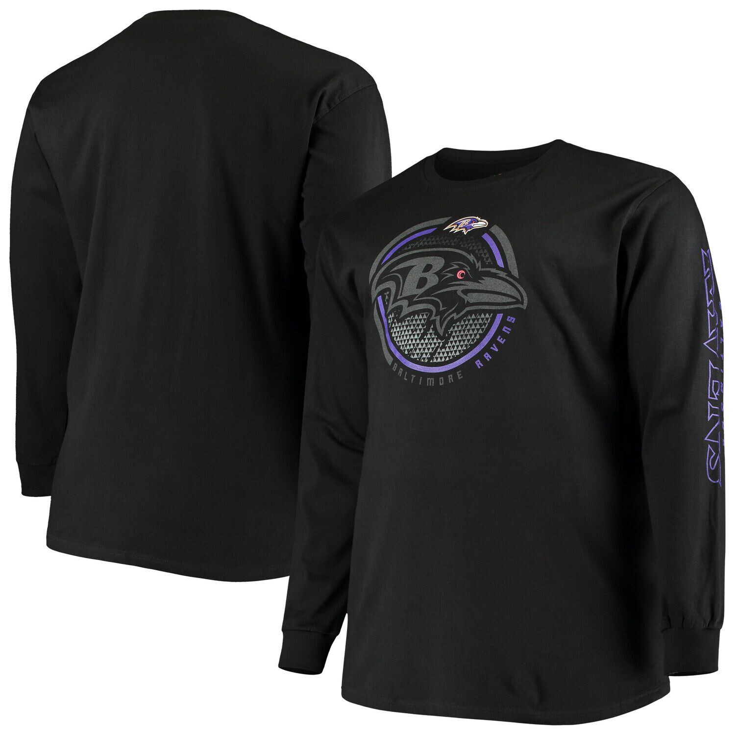 

Мужская черная фирменная футболка Baltimore Ravens Big & Tall Color Pop с длинными рукавами Fanatics, Черный