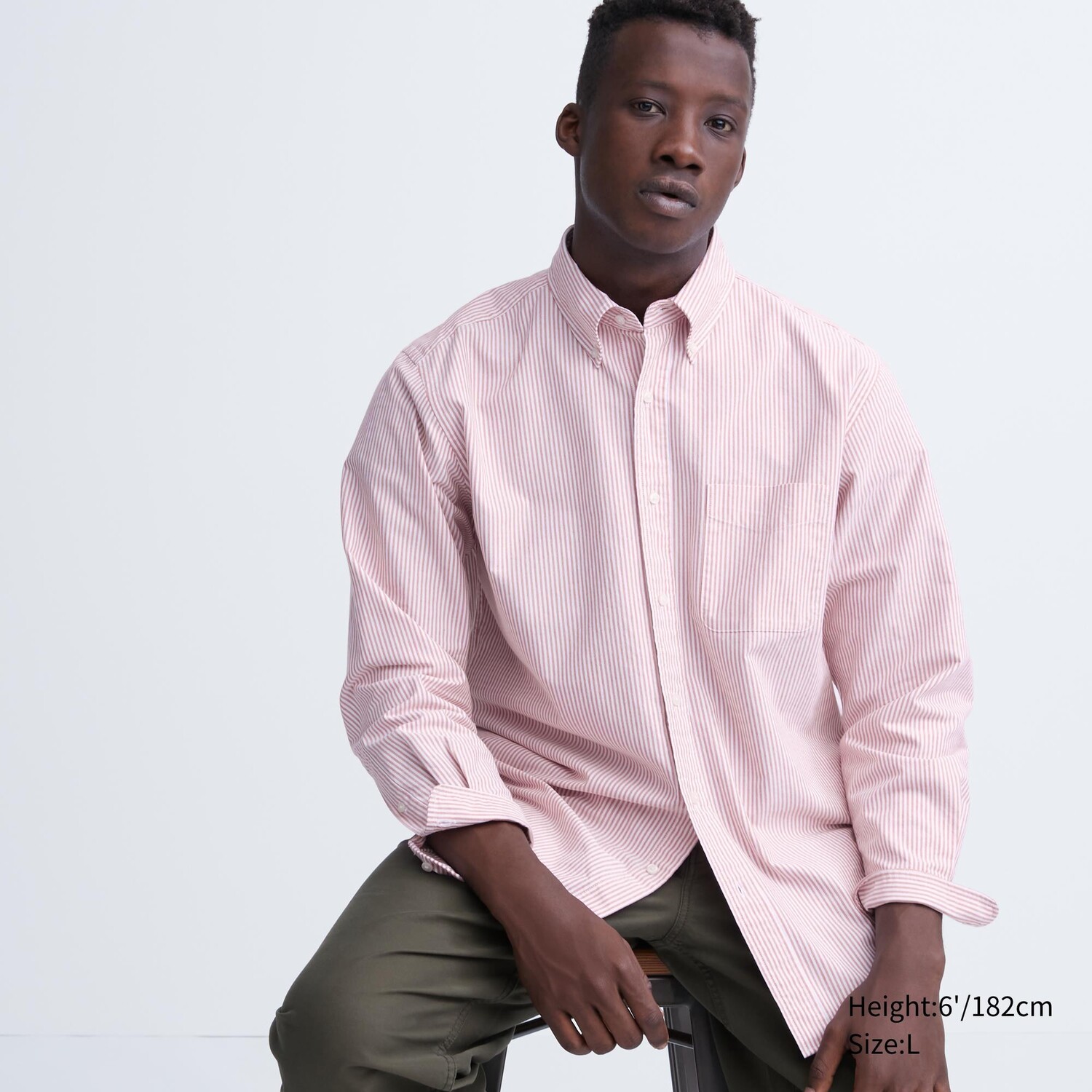 

Полосатая оксфордская рубашка обычного кроя Uniqlo, красный