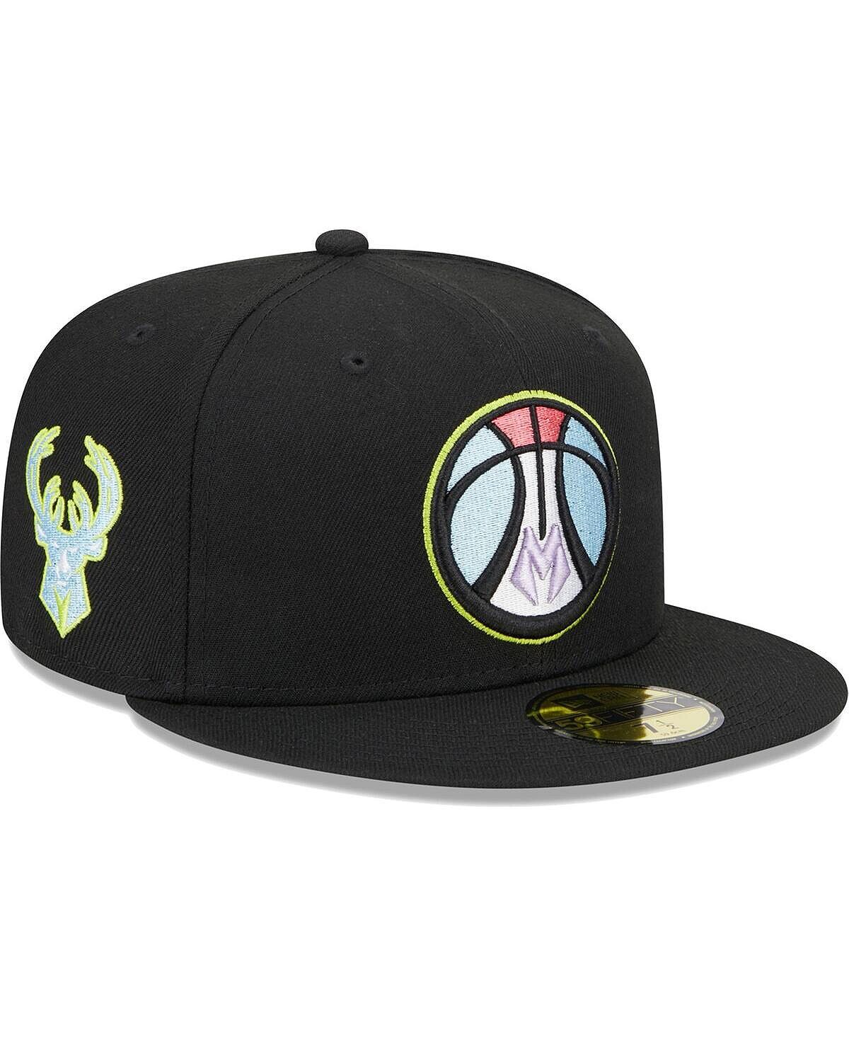 

Мужская черная приталенная кепка Milwaukee Bucks Color Pack 59FIFTY New Era