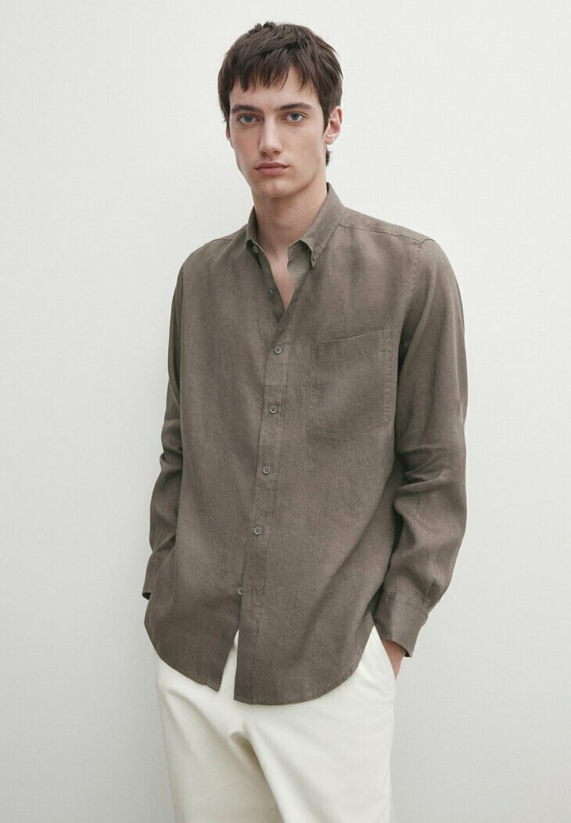 Рубашка WITH POCKET Massimo Dutti, цвет grey рубашка with pocket massimo dutti цвет grey
