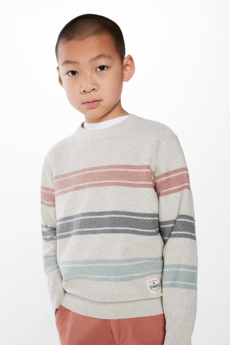 Полосатый свитер для мальчика Springfield Kids, светло-серый