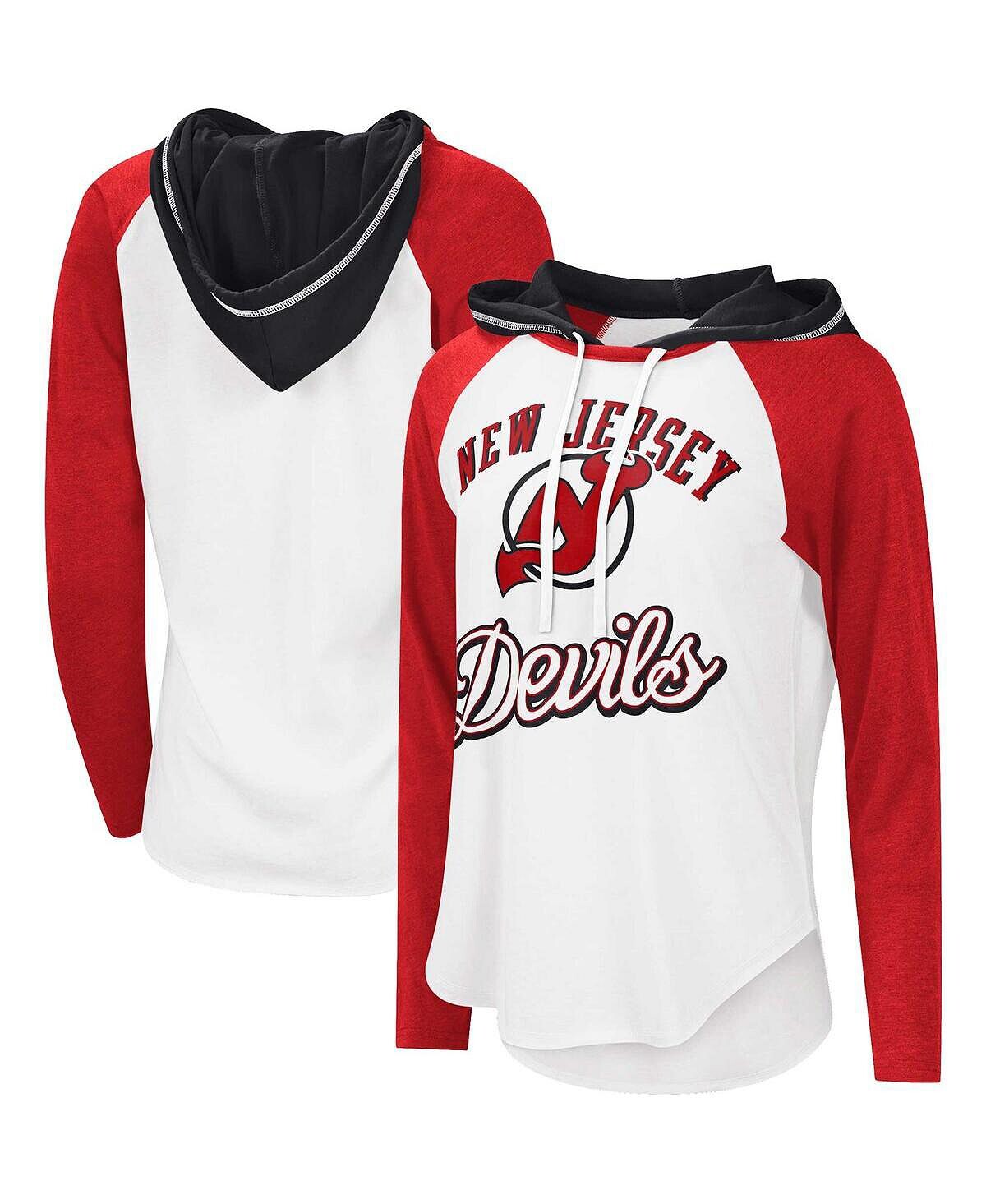 

Женская футболка G-III Sports by Carl Banks Бело-красная футболка с капюшоном New Jersey Devils MVP Raglan Starter