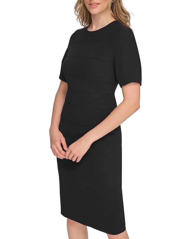 

Платье Tommy Hilfiger Short Puff Sleeve Drape Crepe Sheath, черный