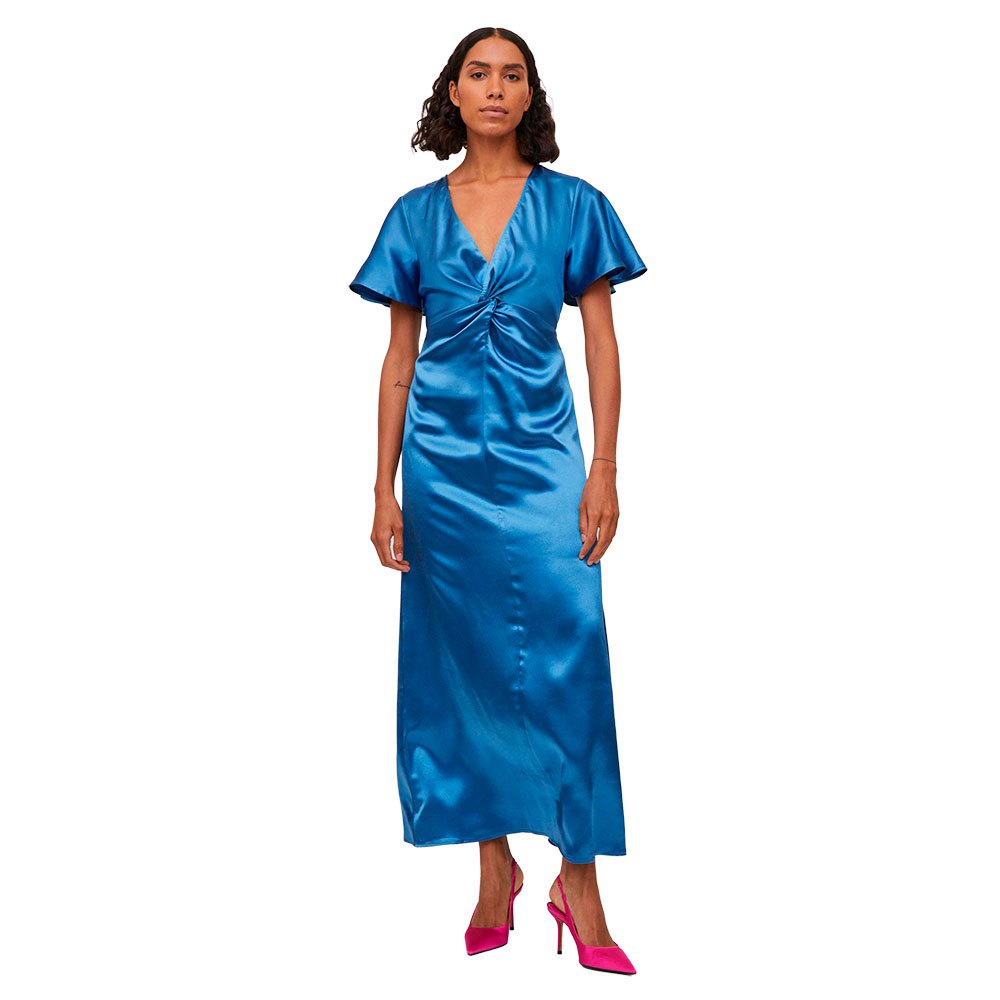 Длинное платье Vila Sittas Short Sleeve, синий