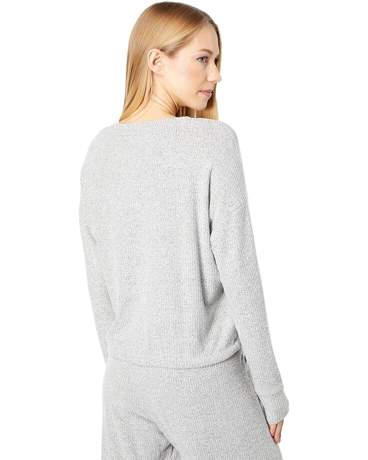 

Футболка bobi Los Angeles Brushed Heather Rib Long Sleeve Tie Hem Scoop Neck Tee, темно-серый