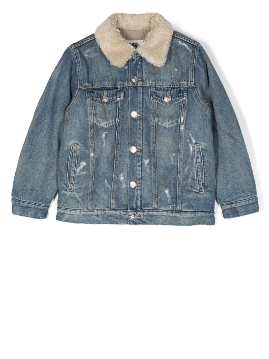 

MM6 Maison Margiela Kids джинсовая куртка с вышитым логотипом, синий