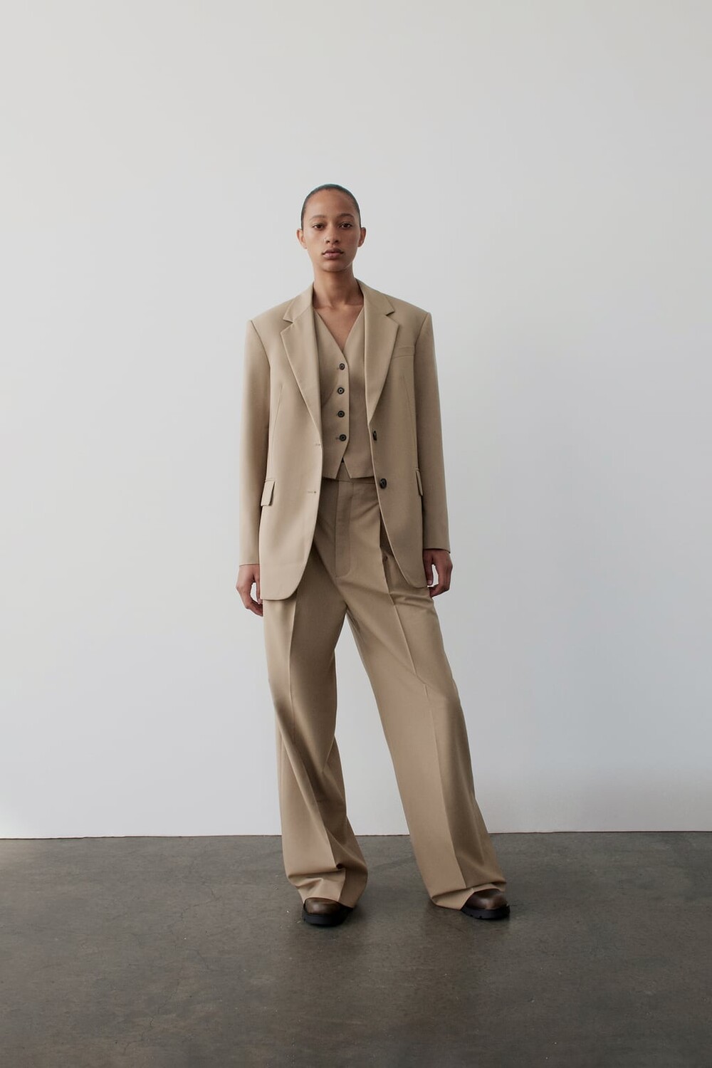 

Брюки в пижамном стиле Zw Collection ZARA, кэмел
