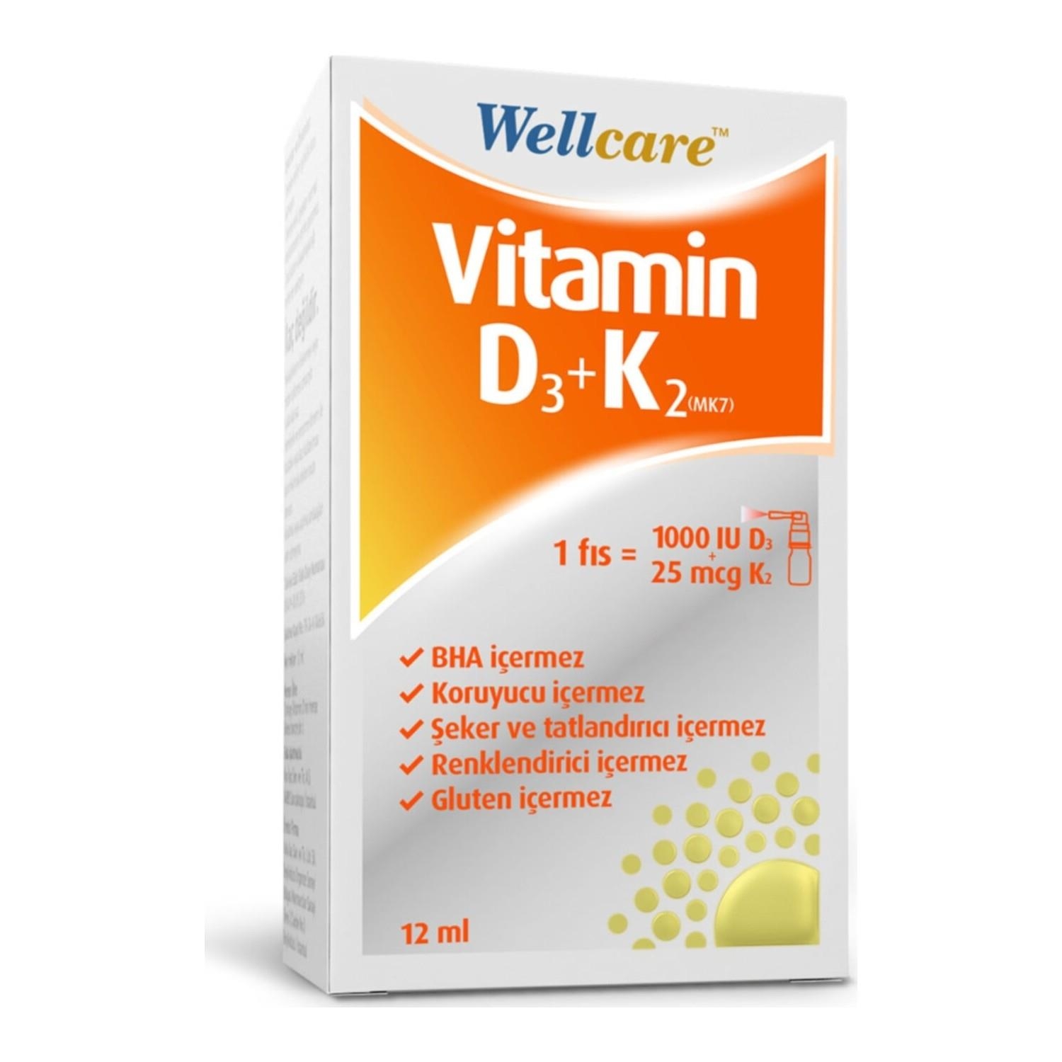 Wellcare Витамин D3+K2 1000 МЕ спрей 12 мл