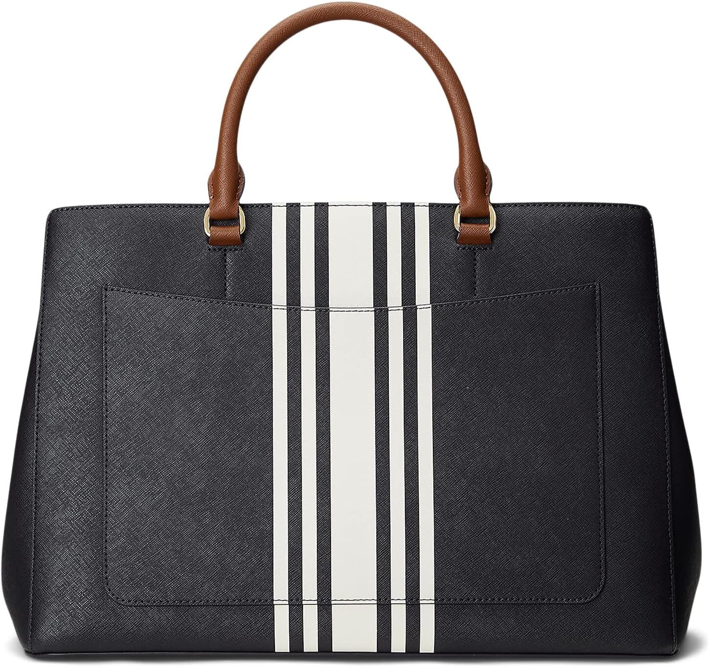 

Большая кожаная сумка-портфель Hanna Crosshatch LAUREN Ralph Lauren, цвет French Navy/Vanilla Stripe/Lauren Tan