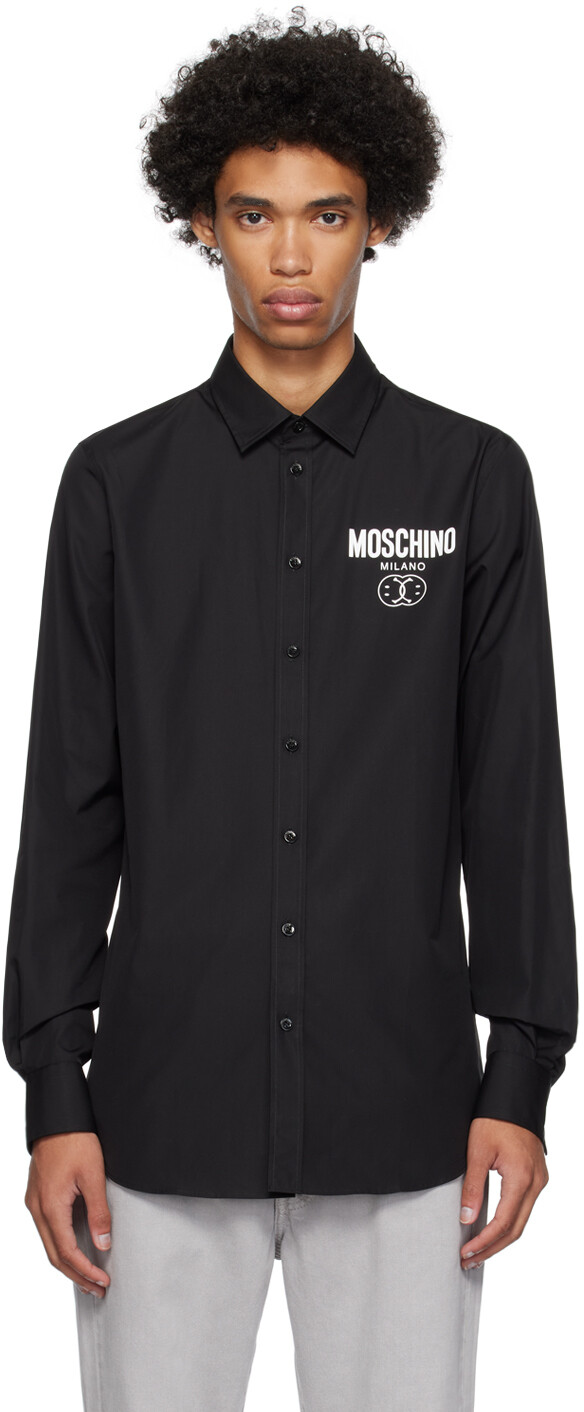 

Черная рубашка с принтом Moschino