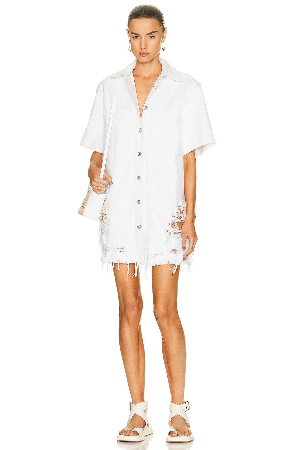 

Рубашка Stella Mccartney Distressed Denim Shirt, белый