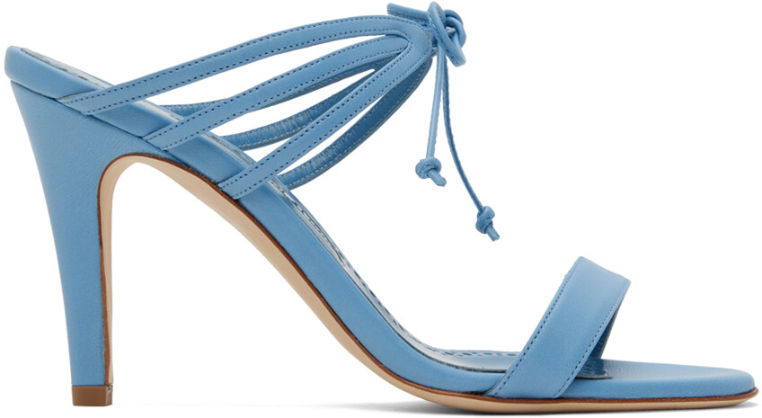 

Синие мюли с ремешками Manolo Blahnik