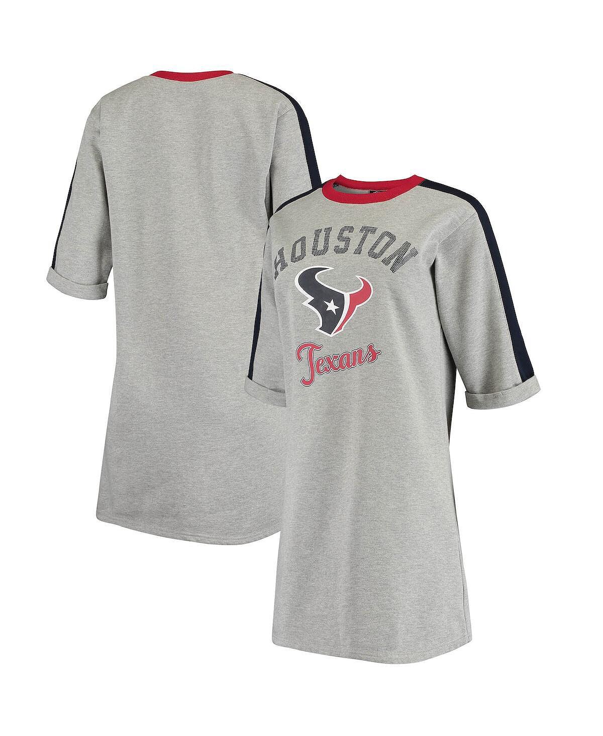 

Женское серое платье-футболка с принтом Houston Texans Turnover G-III 4Her by Carl Banks