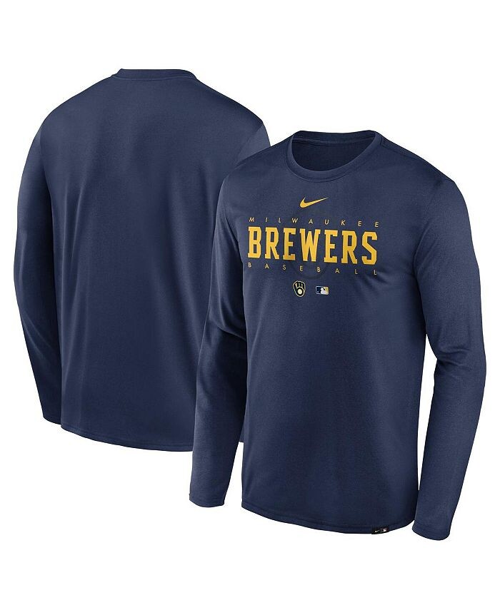 

Мужская темно-синяя футболка с длинным рукавом Milwaukee Brewers Authentic Collection Team Logo Legend Performance Nike, синий
