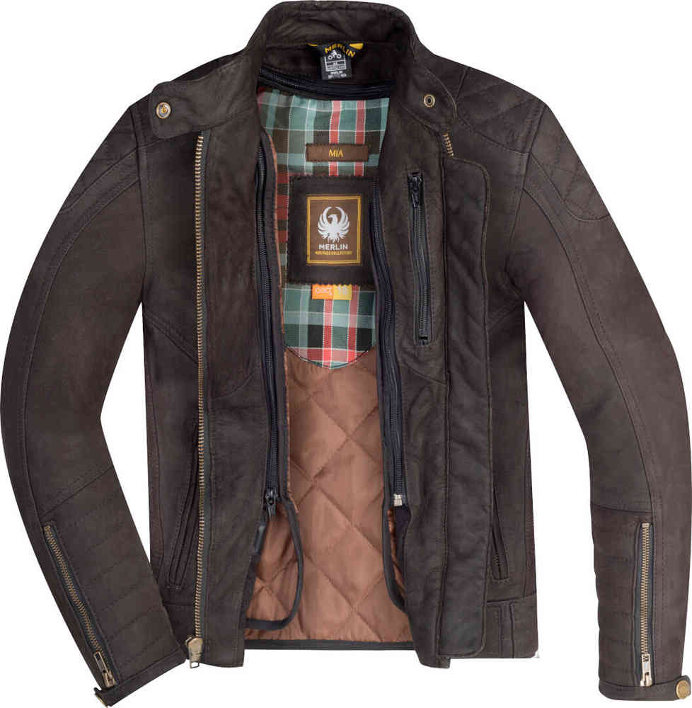 цена Женская мотоциклетная кожаная куртка Mia Merlin, коричневый