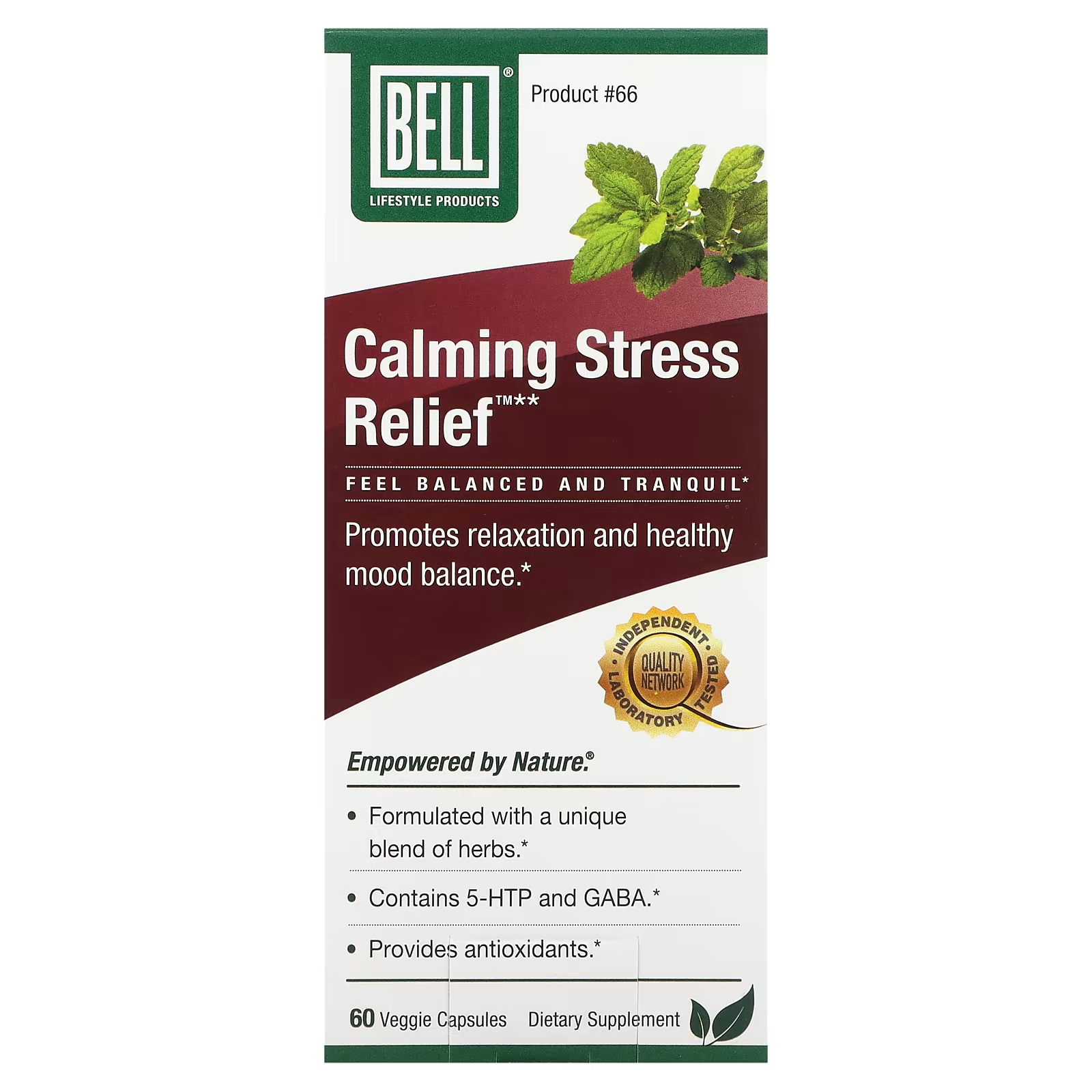 Пищевая добавка Bell Lifestyle Calming Stress Relief, 60 капсул пищевая добавка для волос bell lifestyle natural superior 120 капсул