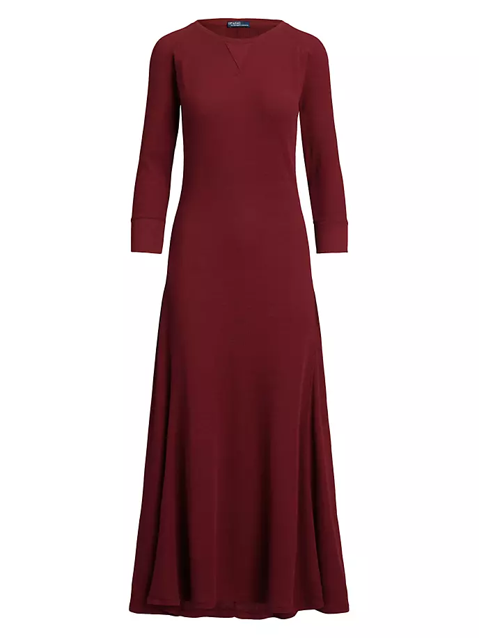 

Хлопковое платье макси вафельной вязки Polo Ralph Lauren, цвет garnet