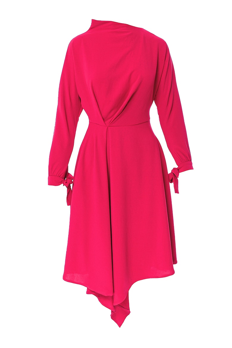 Асимметричное платье с завязками на манжетах Larisa Dragna, розовый larisa pudra süet hasır detaylı sandalet