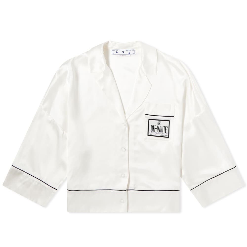 

Укороченная атласная пижамная рубашка Off-White, белый
