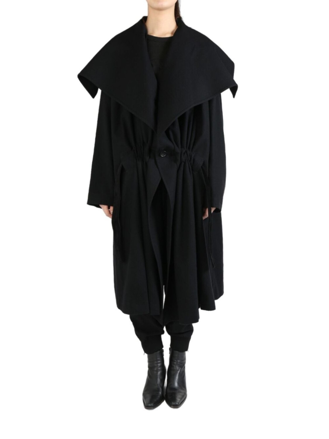 

Пальто со сборками Yohji Yamamoto, черный
