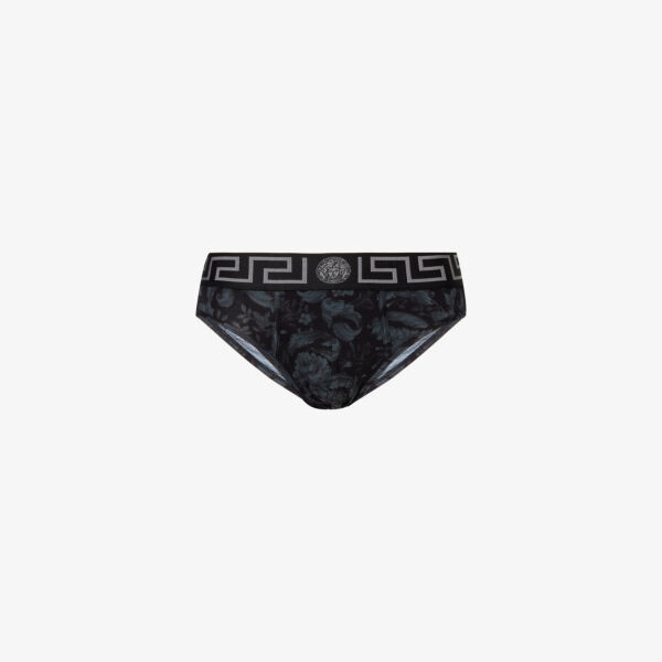 

Трусики из эластичного хлопка с фирменным поясом Versace, черный