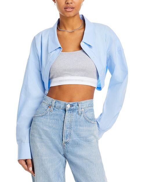 

Заправленная хлопковая рубашка alexanderwang.t, цвет Blue