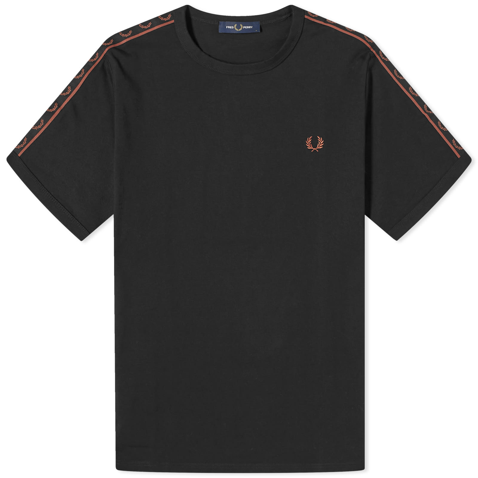 Футболка Fred Perry Contrast Tape Ringer, цвет Black & Whisky Brown
