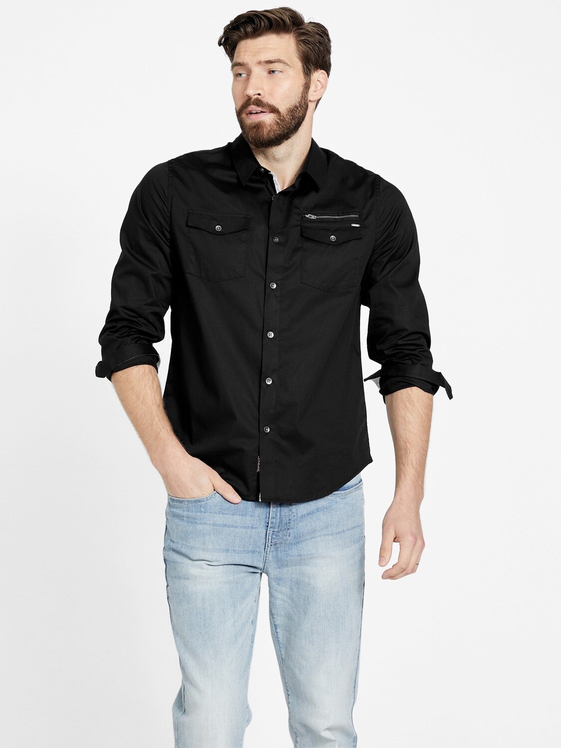 

Рубашка Linwood из поплина Guess Factory, черный