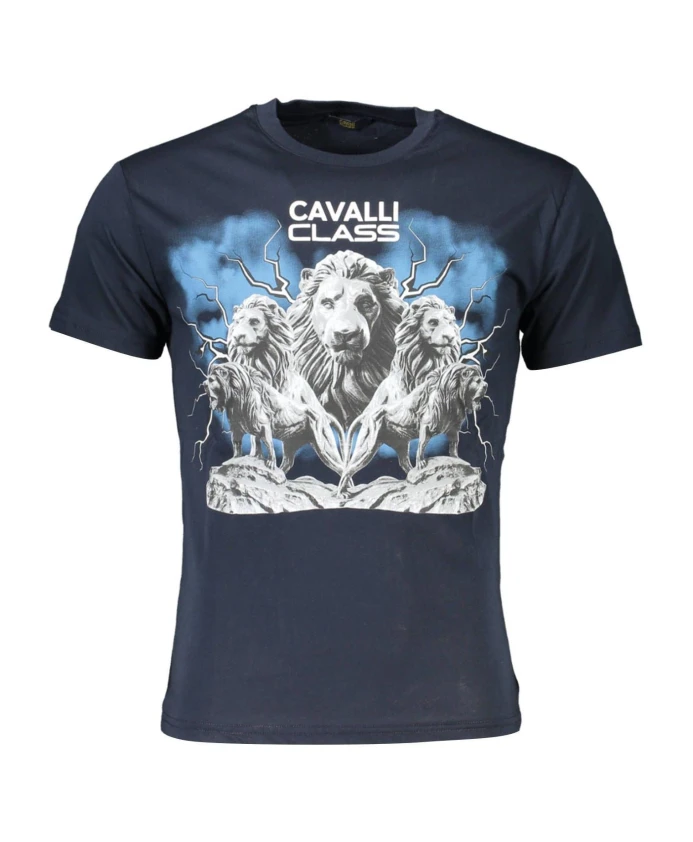

Футболка с круглым вырезом и логотипом Cavalli Class, синий