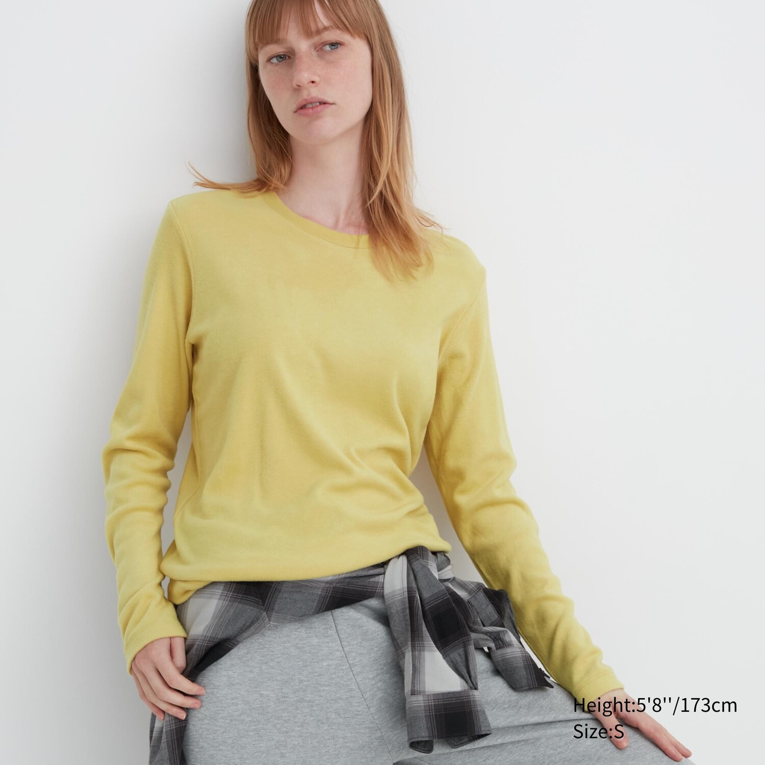

Топ флисовый Uniqlo Heattech с круглым вырезом и длинными рукавами, желтый