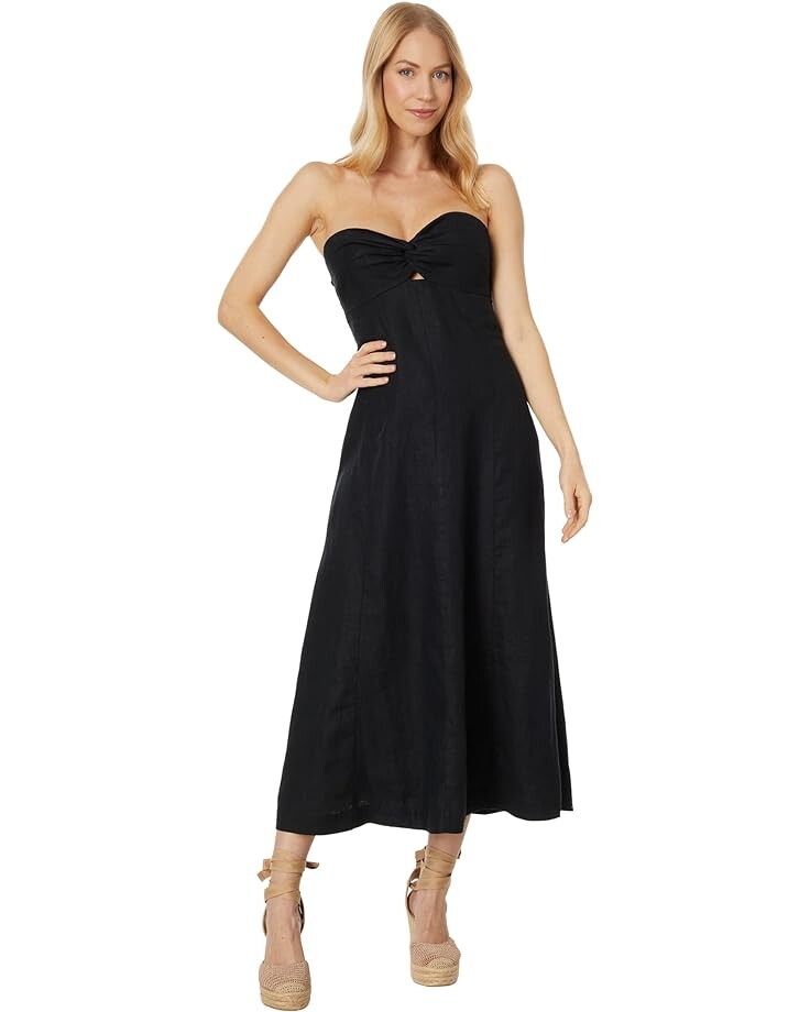 

Платье Madewell 100% Linen Cutout Strapless Midi, черный