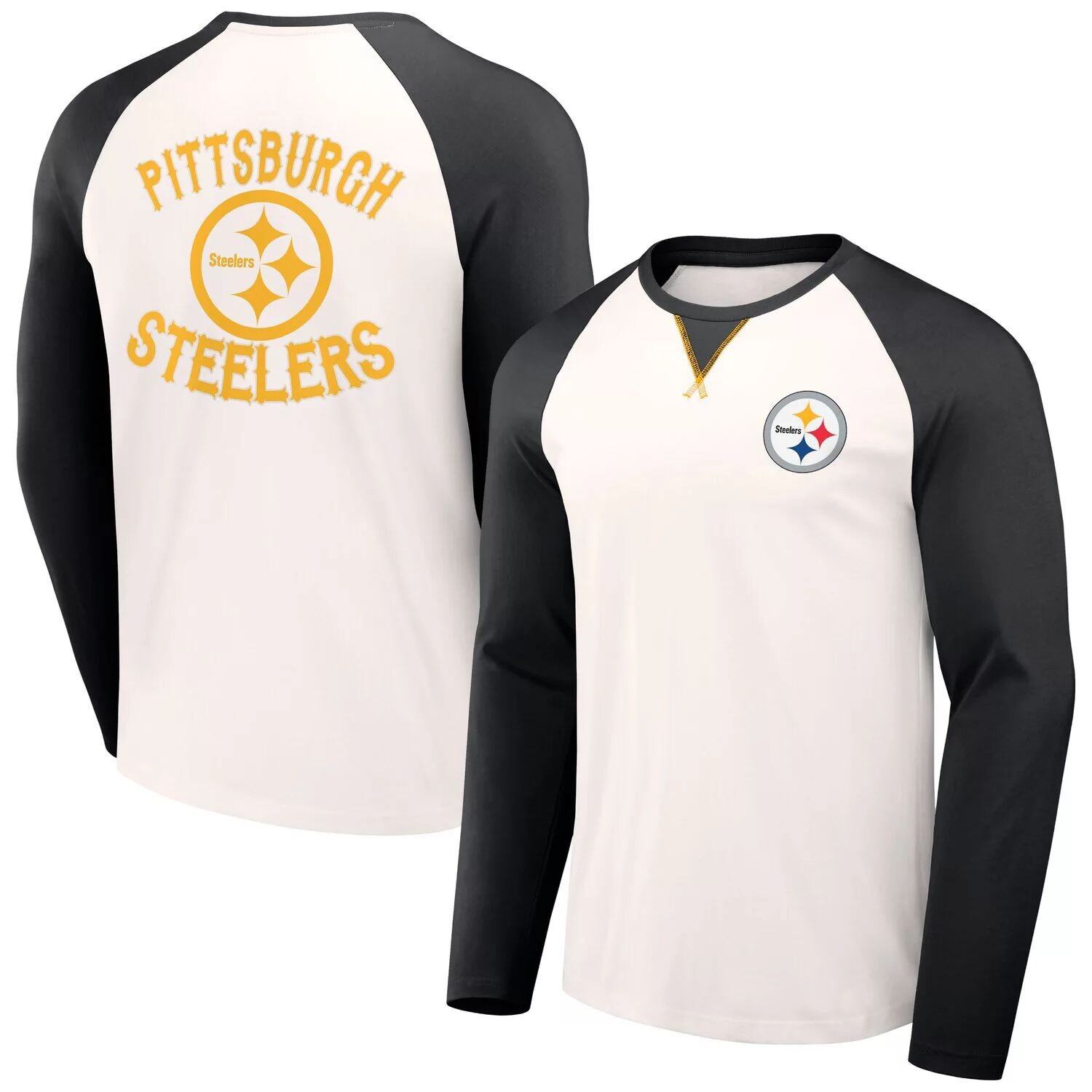 

Мужская футболка NFL x Darius Rucker Collection кремового/черного цвета Fanatics Pittsburgh Steelers с длинным рукавом реглан, Черный