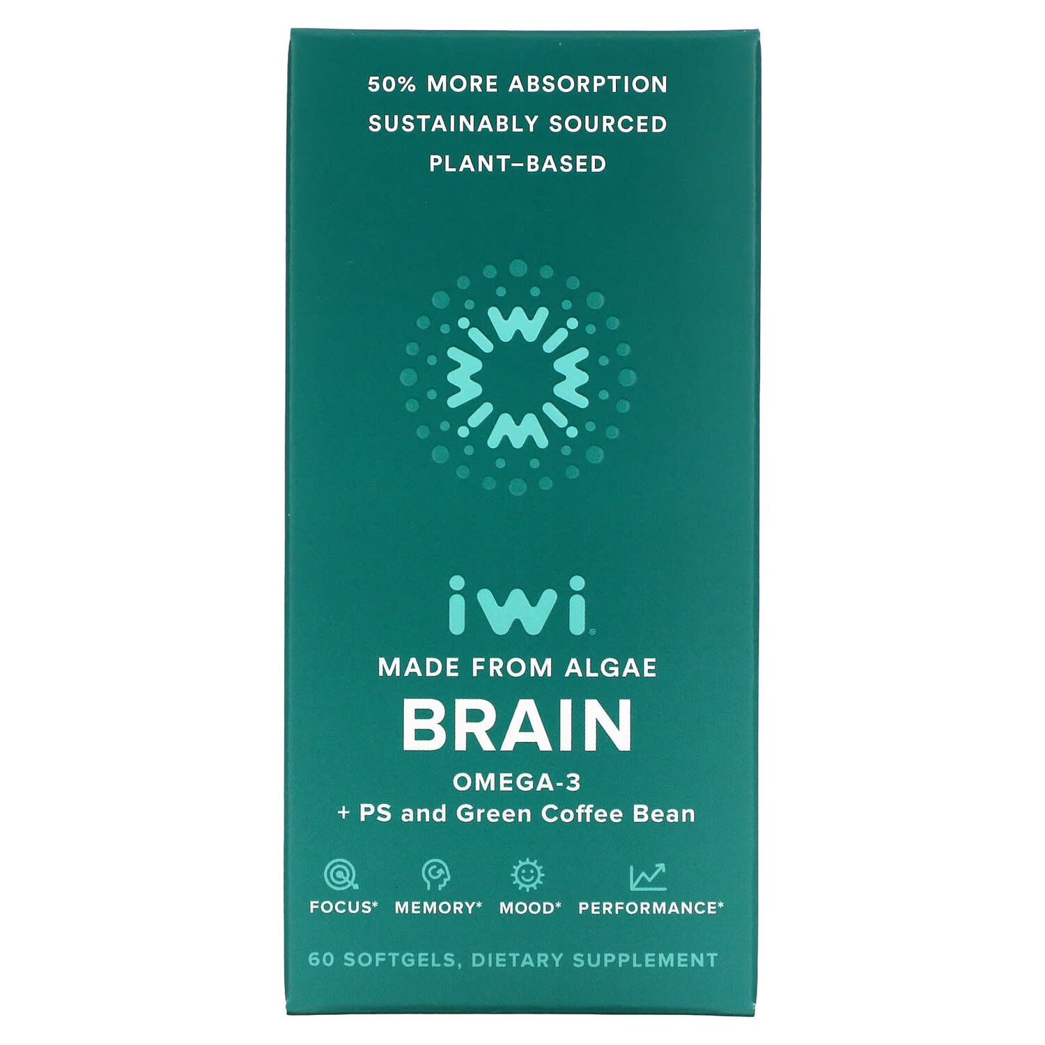 

Brain, Омега-3 + PS и зеленые кофейные зерна, 60 мягких таблеток, iWi