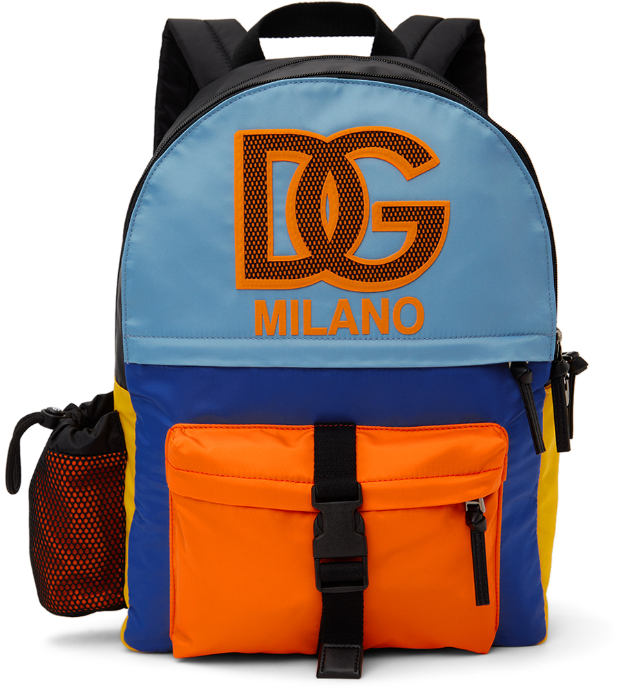 Детский синий и оранжевый рюкзак с 3D-логотипом Dolce&Gabbana