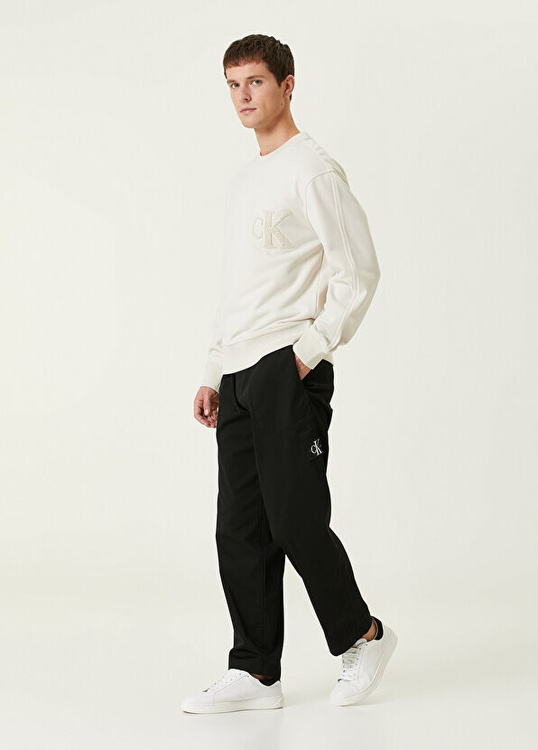 

Прямые черные брюки с поясом Calvin Klein, Черный