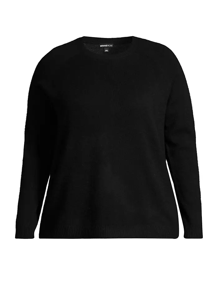 цена Кашемировый свитер с круглым вырезом больших размеров Minnie Rose, Plus Size, черный