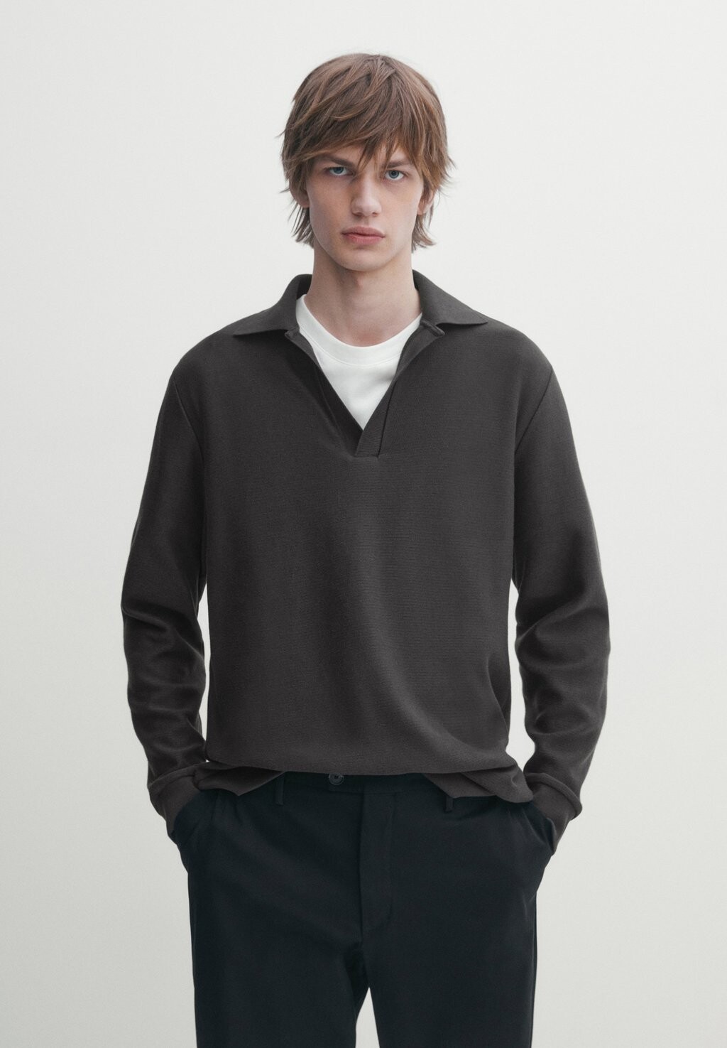 

Рубашка-поло Massimo Dutti, темно-синяя, Синий