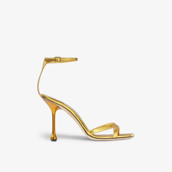 

Кожаные босоножки Ixia 95 на каблуке с вырезами Jimmy Choo, цвет citrine