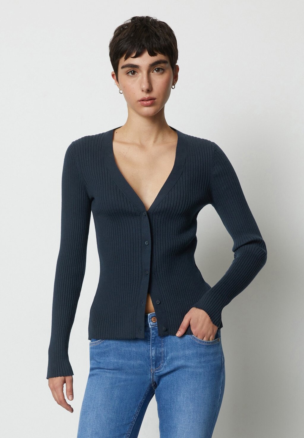 

Кардиган V-NECK-SLIM AUS-MIX Marc O'Polo DENIM, цвет navy teal