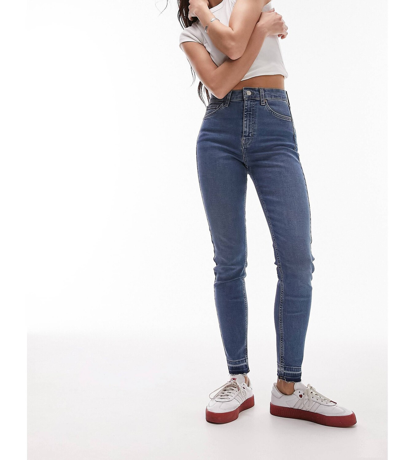 

Темно-синие джинсы Topshop Jamie с заниженной кромкой