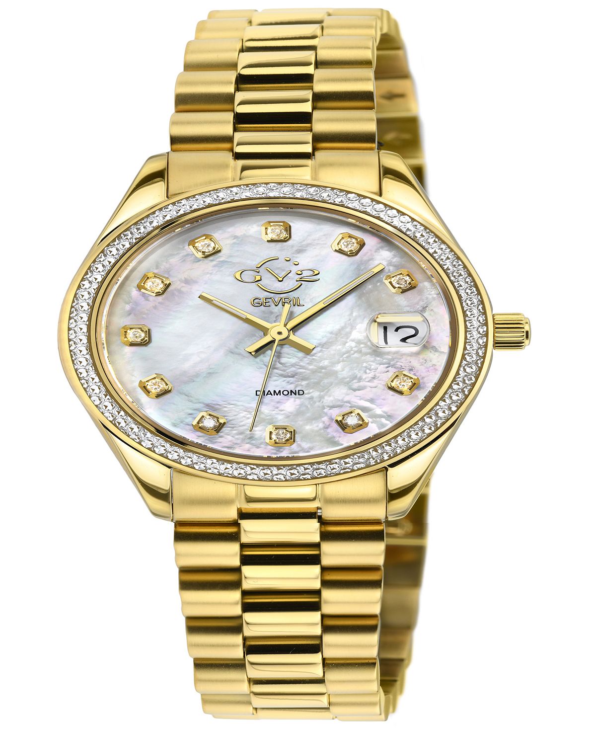 Женские часы Turin, швейцарские кварцевые золотистые часы-браслет из нержавеющей стали, 32 мм Gevril, золотой
