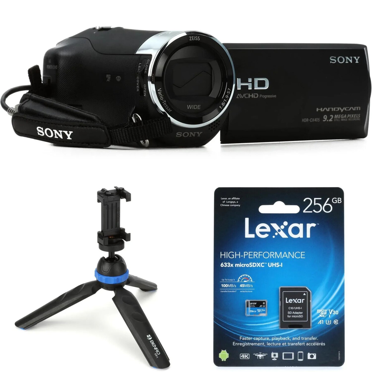 

Стартовый комплект Sony HDR-CX405 с мини-штативом и картой SDXC емкостью 256 ГБ