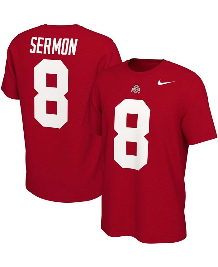 

Мужская футболка Trey Sermon Crimson Ohio State Buckeyes, имя и номер выпускника Nike, красный