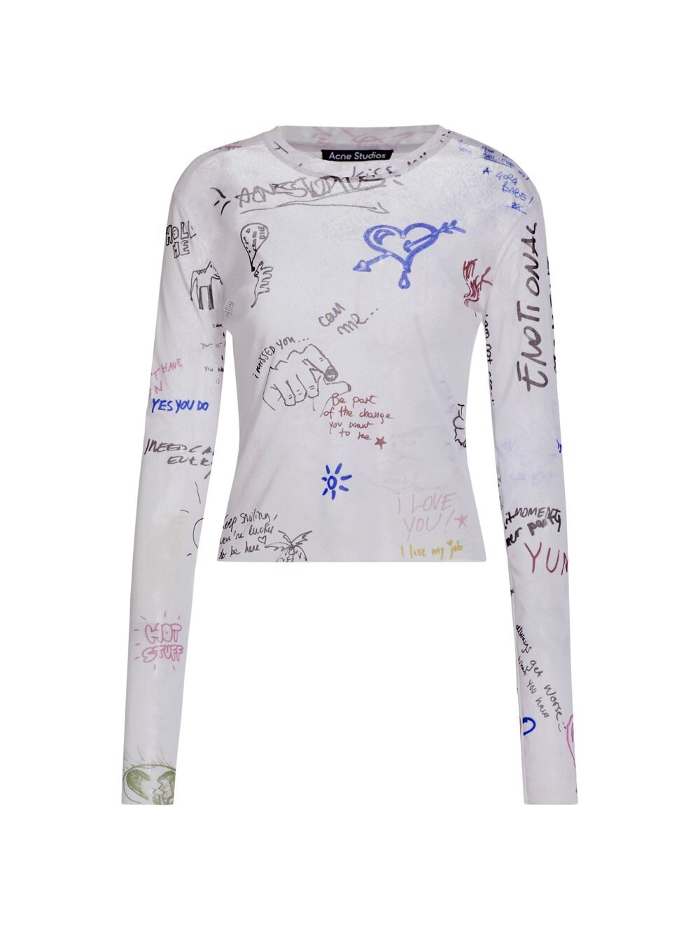

Сетчатая футболка Emmbar Scribble Acne Studios, белый