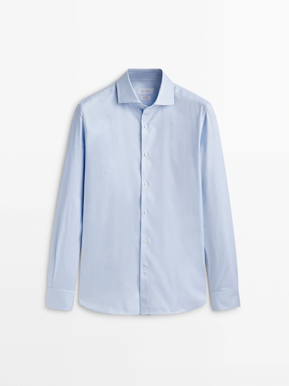 

Рубашка облегающего кроя в микроклетку easy-iron Massimo Dutti, синий